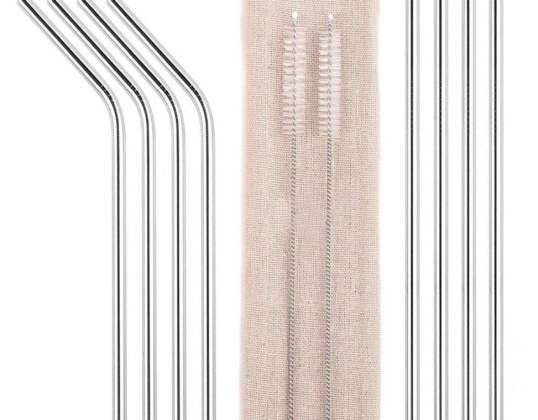 AG371A Pailles en métal ensemble de 10 pièces argenté