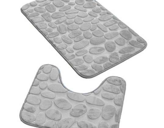 AG491C Tapis de bain 2 pièces gris