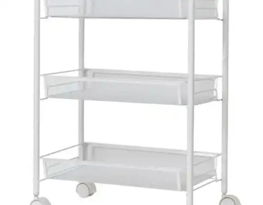 AG952A Mobiles Küchenregal Tisch Weiß