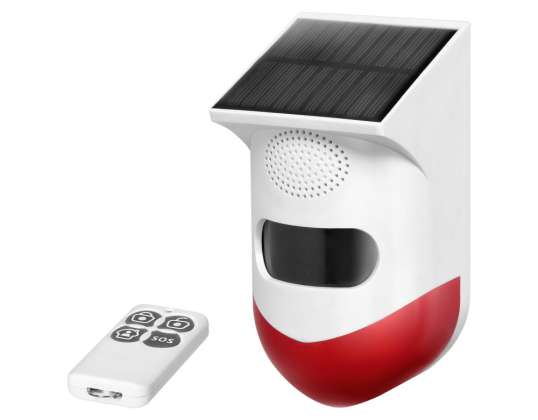 Alarm se zabudovanou sirénou a solárním akumulátorem, ovládaný dálkovým ovládáním přes WiFi a TUYA