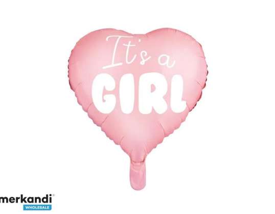 Αλουμινόχαρτο μπαλόνι &quot;It's a girl&quot; για baby shower heart ροζ 48cm