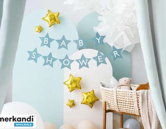 Scritta banner per baby shower stelle azzurre 290cm x 16 5cm