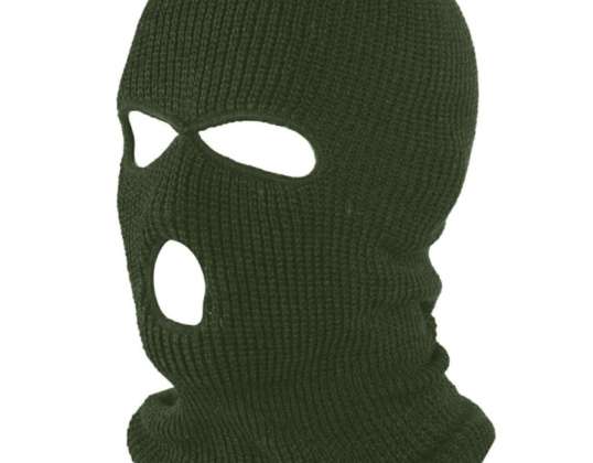 BQ42E Balaclava med 3 hull grønn