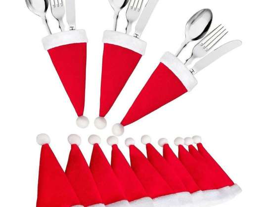 BQ87 Bestecktaschen 6 Stück Weihnachtsmannmütze