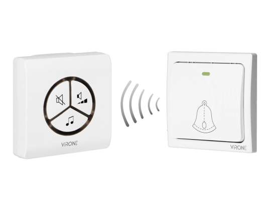 Wireless Doorbell WAYO AC. networked. battery-free button. learning system. 25 sounds. 80m