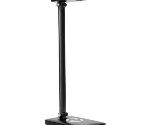 ISIYO LED 7W Skrivebordslampe med trådløs lading og USB. 390lm. 3000 4000 6000K. endring av fargetemperatur og dimmerfunksjon. svart