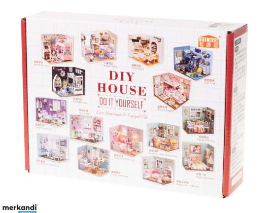 Puppenhaus Holz Wohnzimmer Modell Faltbar LED DIY 3016 15 02cm
