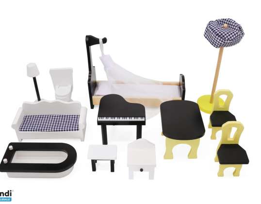 Casa de bonecas em madeira MDF com móvel 122cm XXL LED