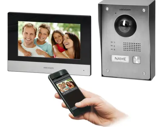 HIKVISION DS KIS703Y P video dørtelefon kit for eneboliger. 2 ledning. 7&quot;.WI FI. Full HD. installasjon på overflaten eller innfelt. IP65