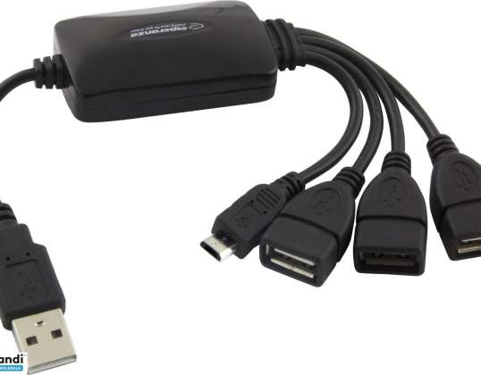 Hub USB 2.0 3 porturi USB 1 port micro USB Esperanza