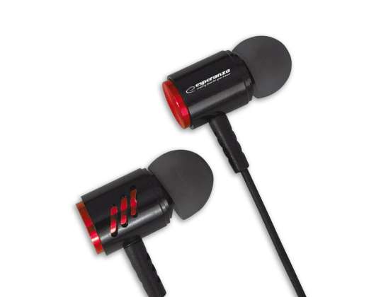 EH207KR Esperanza écouteurs intra-auriculaires en métal avec microphone eh207 noir rouge