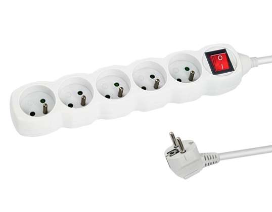 ELK214W Esperanza power strip 5 gn. On 1.5m white