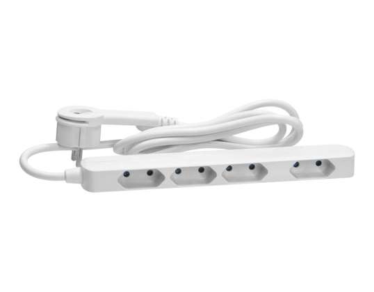 Verlängerungskabel 4 Steckdosen 2P/II, flache Stecker, Kabel 2x0.75mm? - 1.4m