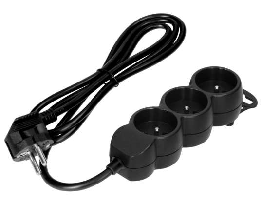 Forlengeledning 3x2P Z.1.4m. 3x1mm?, svart