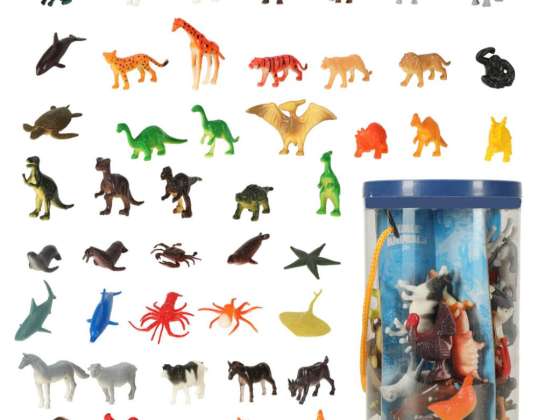 Beeldjes zeedieren wilde boerderij dinosaurussen set mix 48st