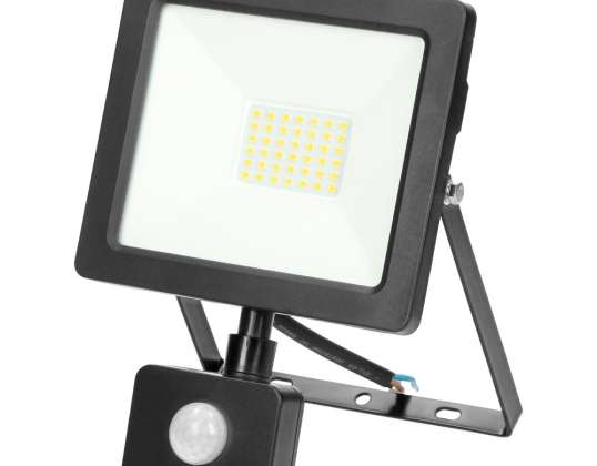 ALLED 30W LED prožektors ar PIR. 2400lm. IP44. 4000K. Alumīnijs stikls