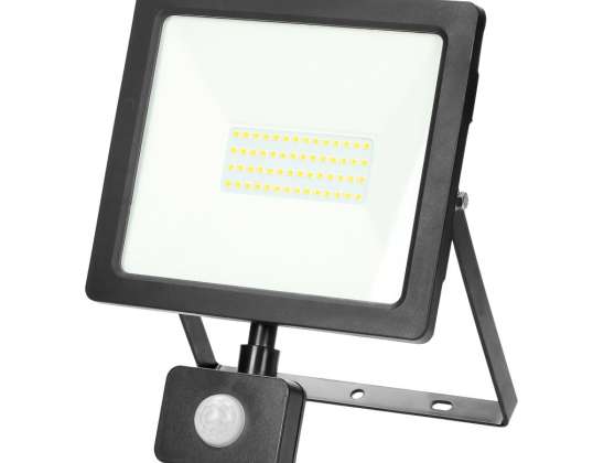 ALLED 50W LED prožektors ar PIR. 4000lm. IP44. 4000K. Alumīnija stikls