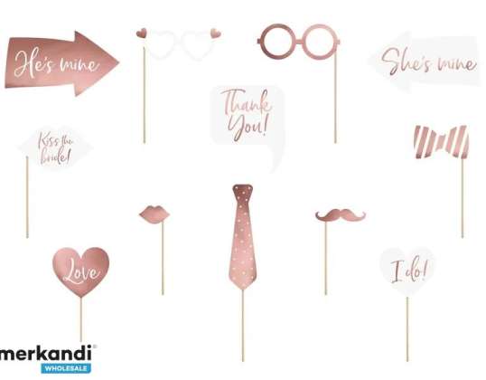 Regali di Oggetti di Scena Foto di Matrimonio Bianco Rosa Cuore 12 Pezzi