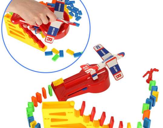 Vzdělávací hra domino bloky odpalovací zařízení letadlo se schody a míč