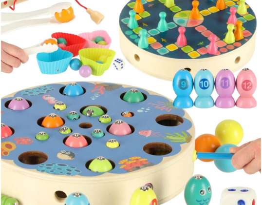 Arcade game family fish caterpillars fishing montessori