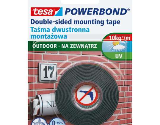 Ruban adhésif de montage powerbond extérieur 1,5m:19mm jusqu'à 1kg pour 10cm