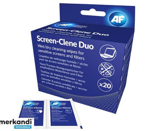 Lingettes nettoyantes AF SCREEN CLENE DUO DRY &amp; WET 20 paires