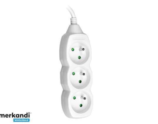 Verlängerung TRACER PowerCord 3.0m  3 Steckdosen. weiß