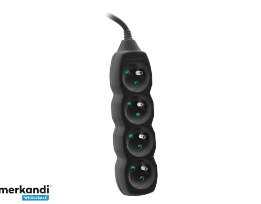 TRACER PowerCord Extension 3.0m 4 sockets. black