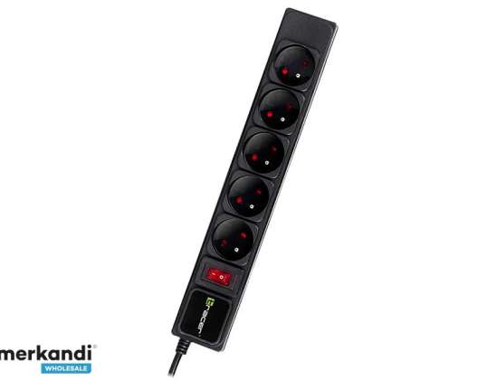 Strømfordeler TRACER PowerGear 1,5 m Sort 5 stik