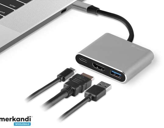 ADAPTATEUR TRACER A 1. USB C. HDMI 4K. USB 3.0. PDW 100W
