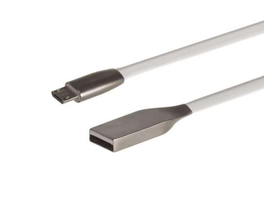 MCTV 833W 44806 USB AM micro flat ikke sammenfiltret kabel 1m hvit metall