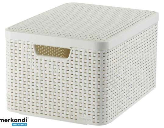 Korb mit Deckel Curver Rattan Style L creme