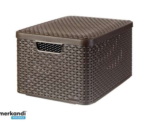 Cesta com tampa Curver Rattan Style L marrom escuro