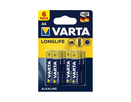 6x Batterij R 06 R06 AA 1,5V alkaline longlife Varta