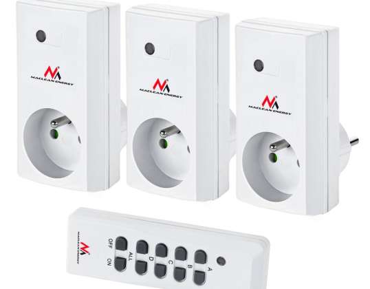 Afstandsbedienbare stekkerdozen Maclean. binnen. netwerk. 3st. programmeerbare batterij voor de afstandsbediening. MCE153