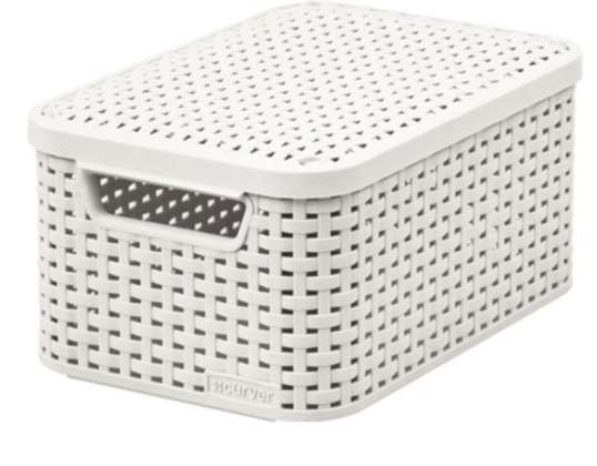 Panier avec couvercle Curver Rattan Style S crème