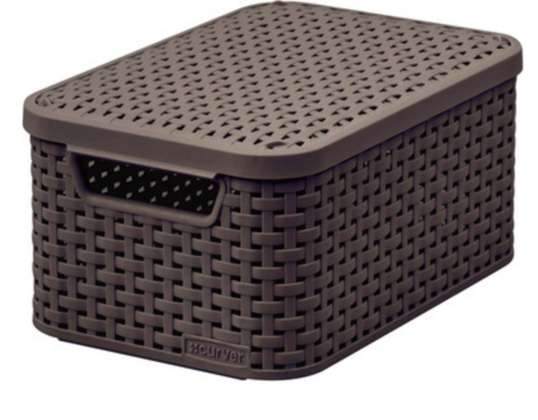 Basket with lid Curver Rattan Style M dark brown