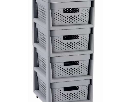 Durchbrochenes Bücherregal Curver 4x11L Infinity grau