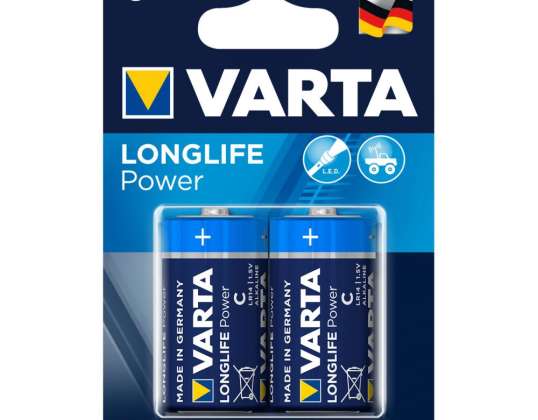 2x Pile R 14 LR14 C 1 5V alcaline Varta longlife blister