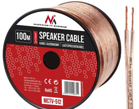 Transparentes PVC-Lautsprecherkabel Maclean. 2 1,5 mm2/48 0,20 CCA 3,5 7,0 mm. 100 m. MCTV 512