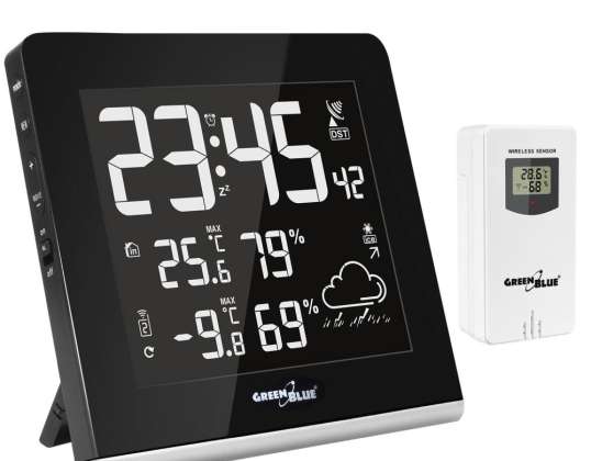 Station météo sans fil 9 couleurs GreenBlue GB151 DCF VA LCD