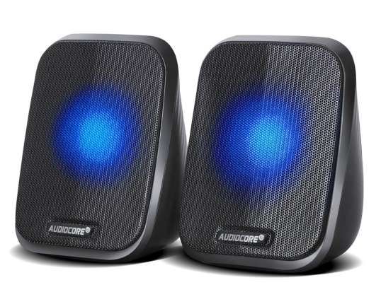 Computer Speakers 6W USB Minijack Black Audiocore AC835 LED