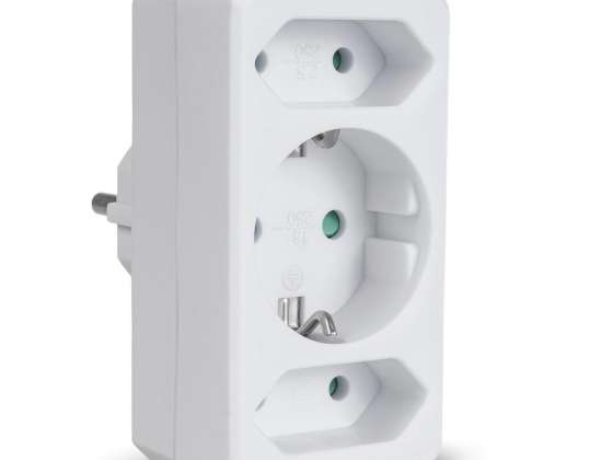 Maclean Triple Power Socket. 1x16A . 2x2.5A. German Version. MCE211