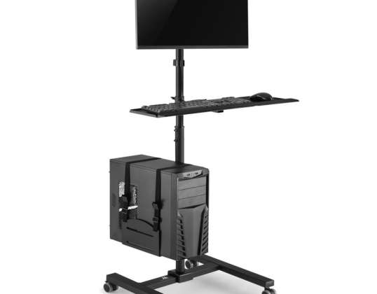 Maclean professionel standvogn. mobil computerstation på hjul. max 17" 32". max 20 kg. MC793
