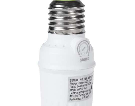 Lempų laikiklis su garso jutikliu Maclean. E27 su garso jutikliu. max 100W. Diapazonas 30dB   90dB. MCE232