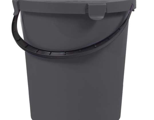 Bucket with lid Plast Team Berry 5L dark gray