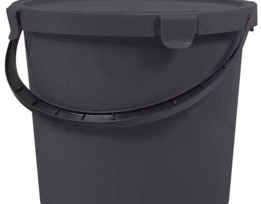 Eimer mit Deckel Plast Team Berry 10L dunkelgrau