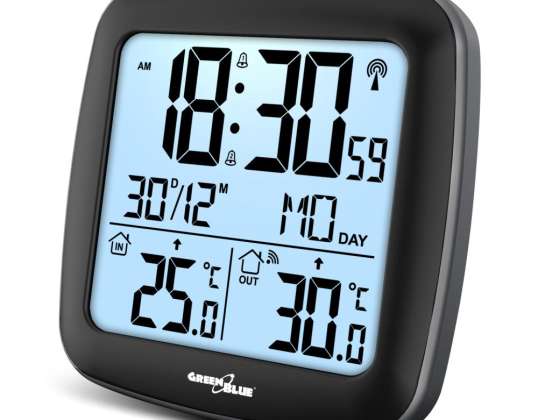 Drahtlose Wetterstation GreenBlue mit DCF-System. Kalender. Alarm. GB542
