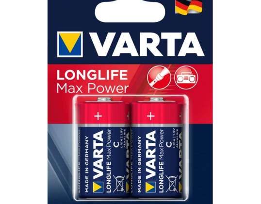 2x baterie R 14 R14 C 1.5V alkalická Varta Longlife Max Power