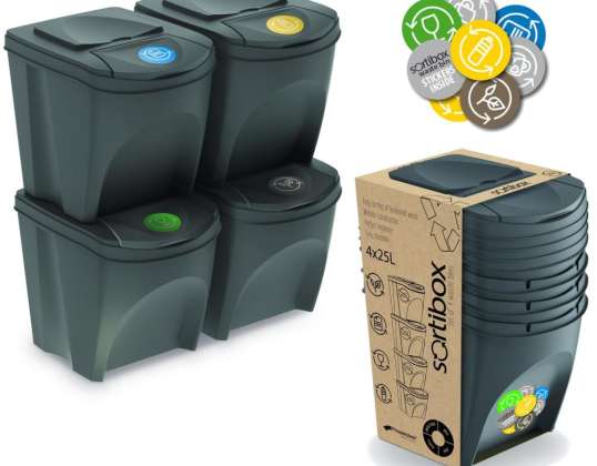 Sortibox Waste Sorting Set 4x25L Gray